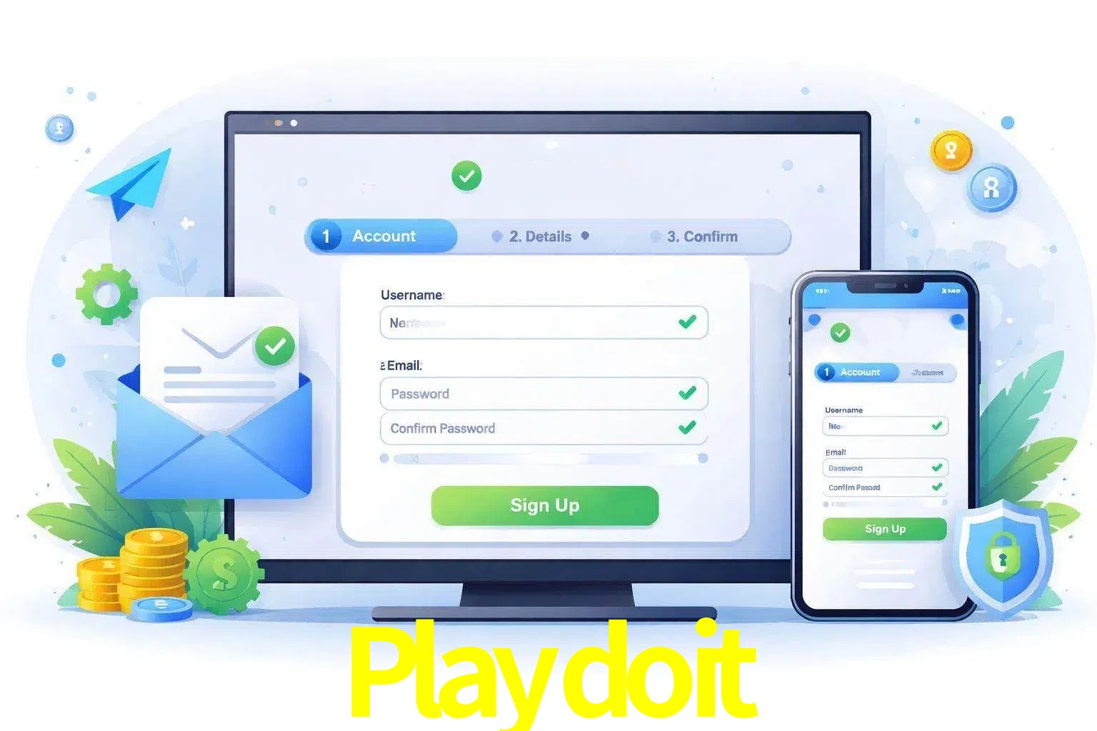 Registro de nuevo usuario y configuración de cuenta Playdoit